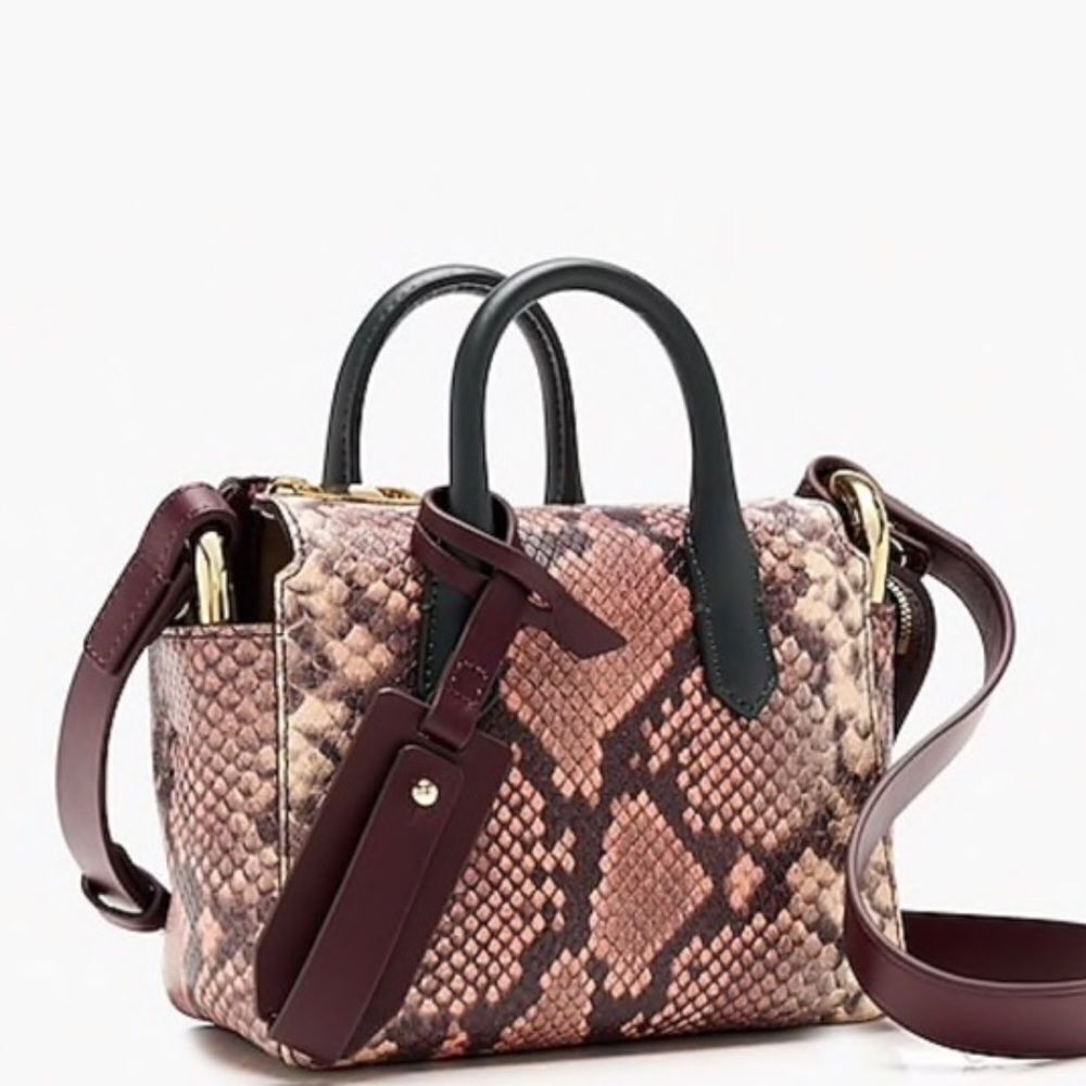 J Crew Mini Harper Snakeskin Embossed Leather Bag - Picture 4 of 11